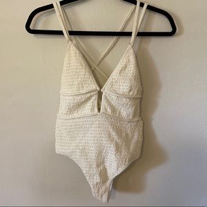 For love and lemons white ruched one piece…